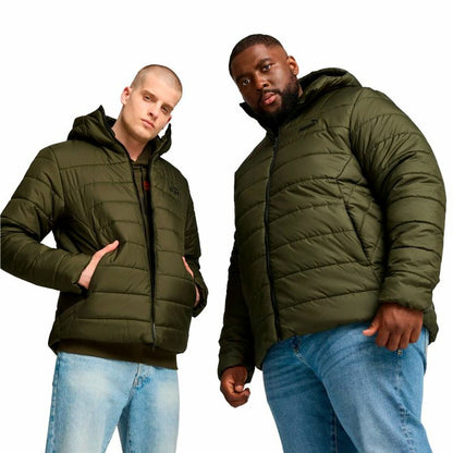Men's Sports Jacket Puma Essentials Hooded Padded Dark green-2